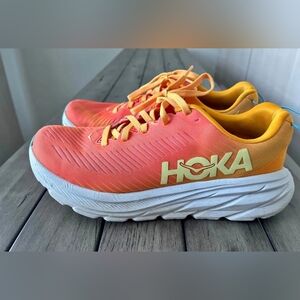 Hoka One Rincon 3 Orange Radient Yellow Running Camellia Sneakers Women 7.5B